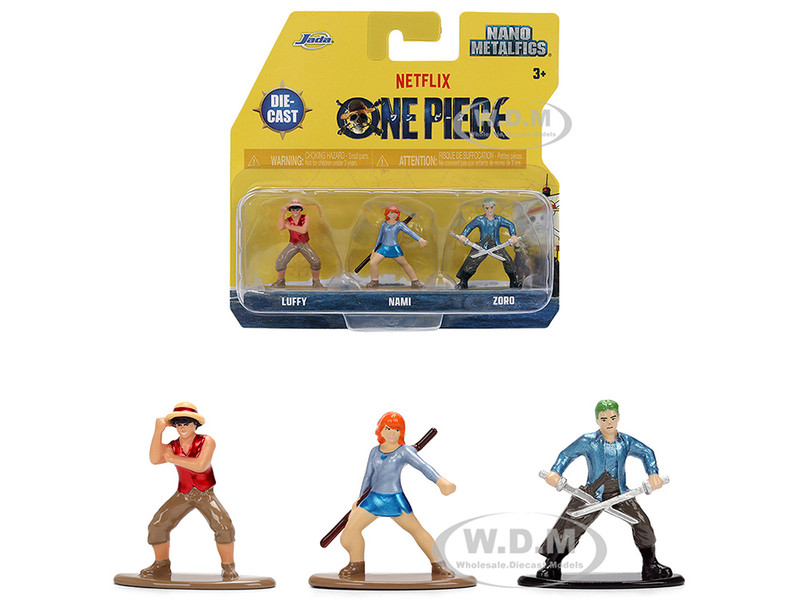 Set of 3 Diecast Figures One Piece 2023 Current TV Series Nano Metalfigs Series Diecast Models Jada 37507