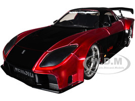 1995 Mazda RX 7 Widebody RHD Right Hand Drive VeilSide Black and Red Metallic JDM Tuners Series 1/24 Diecast Model Car Jada 37646