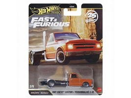 1967 Chevrolet C 10 Custom Bedless Truck Orange Metallic Furious 7 2015 Movie Fast & Furious Series Diecast Model Car Hot Wheels JHW61