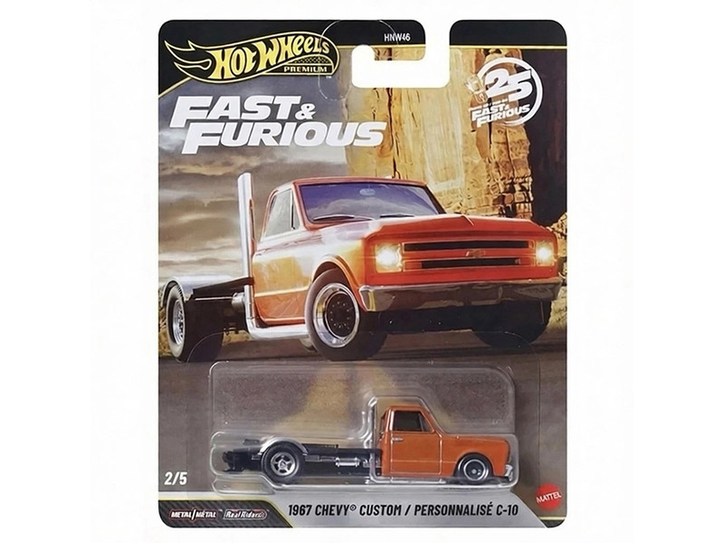 1967 Chevrolet C 10 Custom Bedless Truck Orange Metallic Furious 7 2015 Movie Fast & Furious Series Diecast Model Car Hot Wheels JHW61