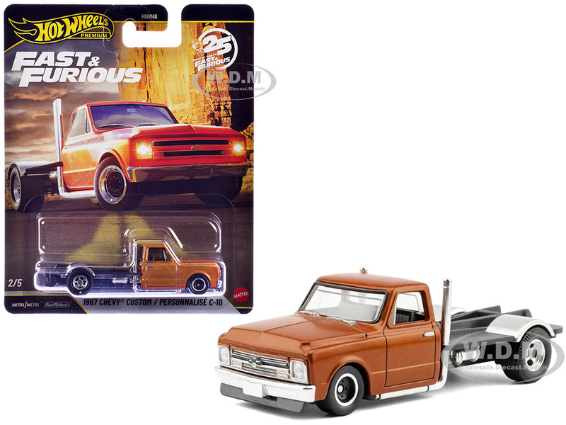 1967 Chevrolet C 10 Custom Bedless Truck Orange Metallic Furious 7 2015 Movie Fast & Furious Series Diecast Model Car Hot Wheels JHW61