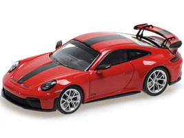 2025 Porsche 911 992 2 GT3 Weissach Package Red with Carbon Stripe Limited Edition to 240 pieces Worldwide 1/64 Diecast Model Car Minichamps MC640064220