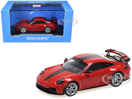 2025 Porsche 911 992 2 GT3 Weissach Package Red with Carbon Stripe Limited Edition to 240 pieces Worldwide 1/64 Diecast Model Car Minichamps MC640064220