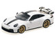 2025 Porsche 911 992 2 GT3 Weissach Package White with Carbon Stripe Limited Edition to 240 pieces Worldwide 1/64 Diecast Model Car Minichamps MC640064221