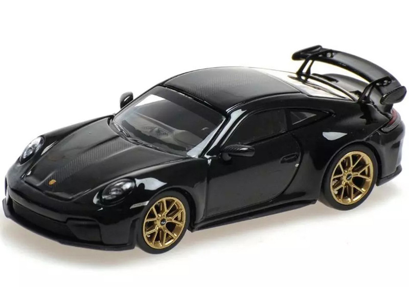 2025 Porsche 911 992 2 GT3 Weissach Package Black with Carbon Stripe Limited Edition to 240 pieces Worldwide 1/64 Diecast Model Car Minichamps MC640064222