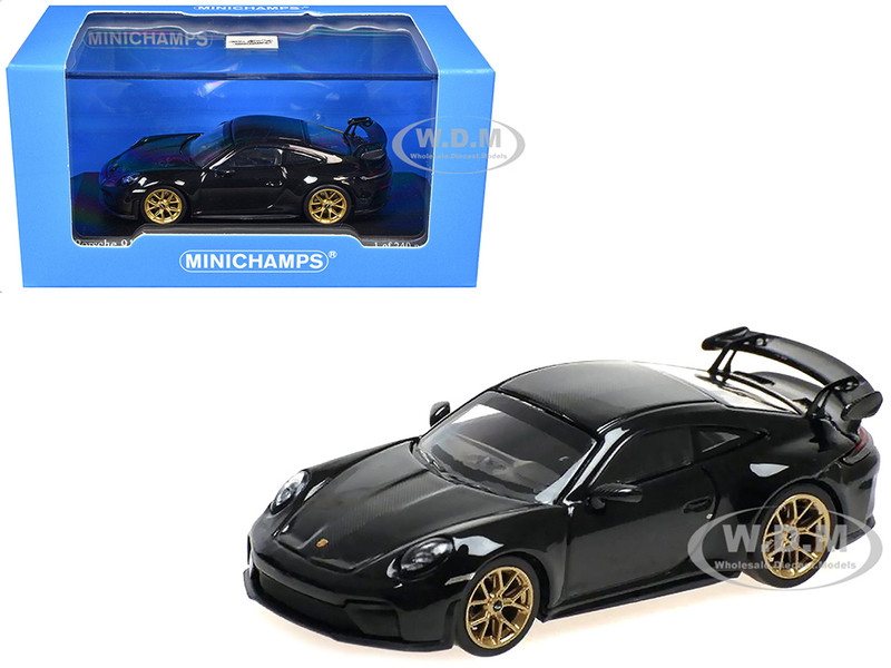 2025 Porsche 911 992 2 GT3 Weissach Package Black with Carbon Stripe Limited Edition to 240 pieces Worldwide 1/64 Diecast Model Car Minichamps MC640064222