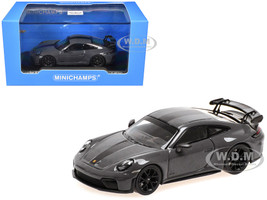 2025 Porsche 911 992 2 GT3 Weissach Package Gray with Carbon Stripe Limited Edition to 240 pieces Worldwide 1/64 Diecast Model Car Minichamps MC640064225