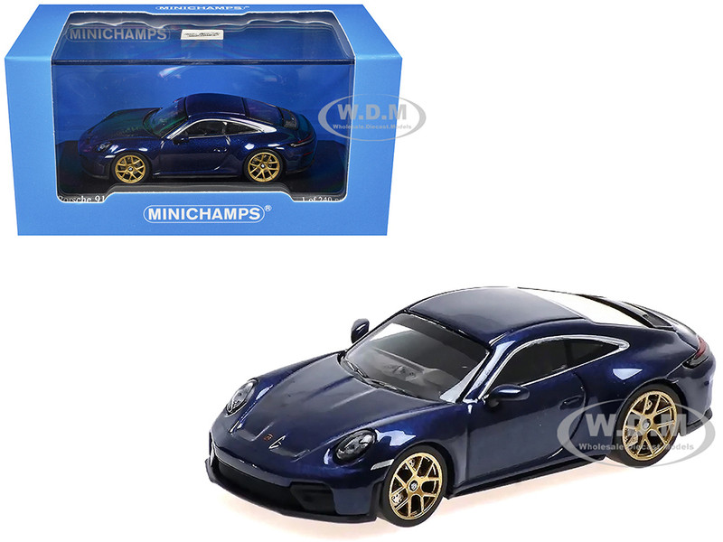 2025 Porsche 911 992 2 GT3 Touring Blue Metallic Limited Edition to 240 pieces Worldwide 1/64 Diecast Model Car Minichamps MC640064235