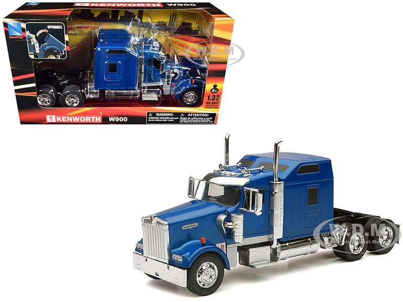 Kenworth W900 Truck Tractor Blue Metallic 1/32 Diecast Model New Ray 52933B