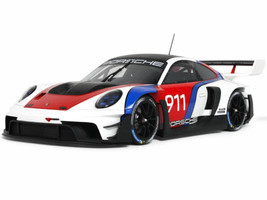 2023 Porsche 911 992 GT3 R Rennsport White with Black Top and Red and Blue Graphics 1/18 Model Car GT Spirit GT495