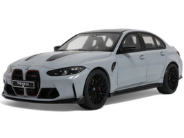 2024 BMW M3 CS M Brooklyn Gray Metallic with Black Top and Hood Stripes 1/18 Model Car GT Spirit GT510