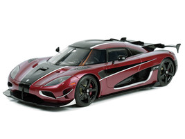 2017 Koenigsegg Agera RS Deep Red Metallic with Black Stripes 1/18 Model Car GT Spirit GT931