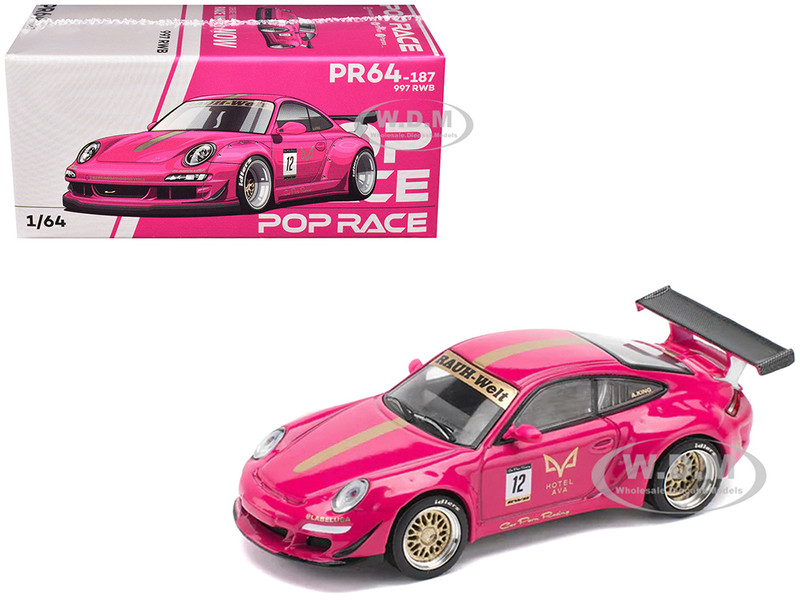 RWB 997 #12 Hotel Ava Pink Metallic 1/64 Diecast Model Car Pop Race PR640187