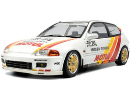1991 Honda Civic EG6 RHD Right Hand Drive Mugen Racing White with Stripes 1/18 Diecast Model Car Solido S1810404