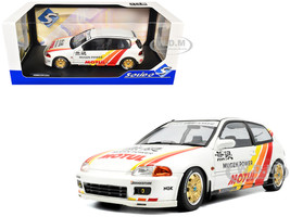 1991 Honda Civic EG6 RHD Right Hand Drive Mugen Racing White with Stripes 1/18 Diecast Model Car Solido S1810404