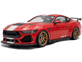 2024 Ford Shelby Mustang Super Snake Race Red with White Stripes 1/18 Diecast Model Car Solido S1813801