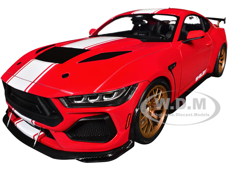 2024 Ford Shelby Mustang Super Snake Race Red with White Stripes 1/18 Diecast Model Car Solido S1813801