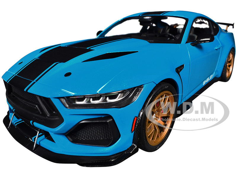 2024 Ford Shelby Mustang Super Snake Grabber Blue Metallic with Black Stripes 1/18 Diecast Model Car Solido S1813802
