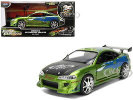 Brian's Mitsubishi Eclipse Green Color Brush Finish with Graphics The Fast and the Furious 2001 Movie Fast & Furious Series 1/24 Diecast Model Car Jada 36817