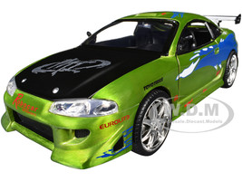 Brian's Mitsubishi Eclipse Green Color Brush Finish with Graphics The Fast and the Furious 2001 Movie Fast & Furious Series 1/24 Diecast Model Car Jada 36817