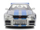 Brian s Nissan Skyline GT R R34 RHD Right Hand Drive Silver Color Brush Finish with Blue Stripes 2 Fast 2 Furious 2003 Movie Fast & Furious Series 1/24 Diecast Model Car Jada 36818