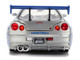 Brian s Nissan Skyline GT R R34 RHD Right Hand Drive Silver Color Brush Finish with Blue Stripes 2 Fast 2 Furious 2003 Movie Fast & Furious Series 1/24 Diecast Model Car Jada 36818