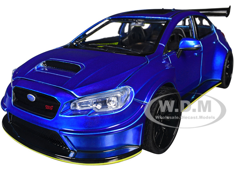 2016 Subaru WRX STI Widebody Blue Metallic JDM Tuners Series 1/24 Diecast Model Car Jada 37491