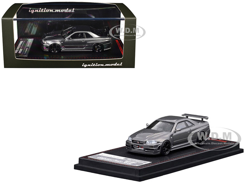 Nissan Skyline GT R BNR34 Nismo CRS RHD Right Hand Drive Gray Metallic 1/64 Diecast Model Car Ignition Model IG3881