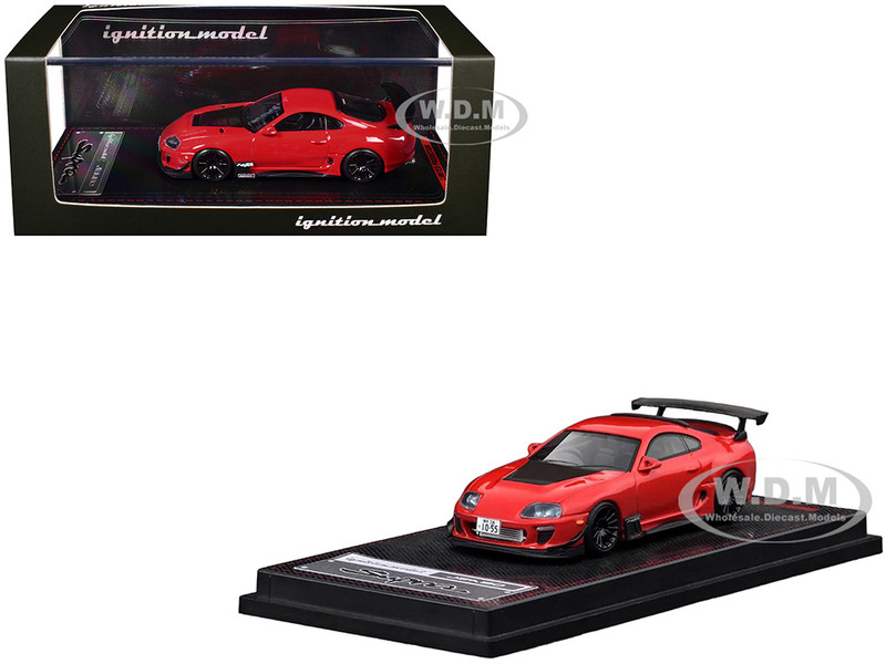 Toyota Supra JZA80 RZ RHD Right Hand Drive Red with Carbon Hood 1/64 Diecast Model Car Ignition Model IG3882