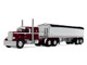 Peterbilt 351 with 36 Sleeper and 34 Wilson Pacesetter Grain Trailer Dark Cherry with White Stripes 1/64 Diecast Model DCP/First Gear 60-2218