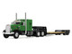 Peterbilt 351 with 60 Vintage Sleeper and Rogers Vintage Lowboy Trailer Green with Black Trailer 1/64 Diecast Model DCP/First Gear 60-2219