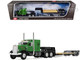Peterbilt 351 with 60 Vintage Sleeper and Rogers Vintage Lowboy Trailer Green with Black Trailer 1/64 Diecast Model DCP/First Gear 60-2219