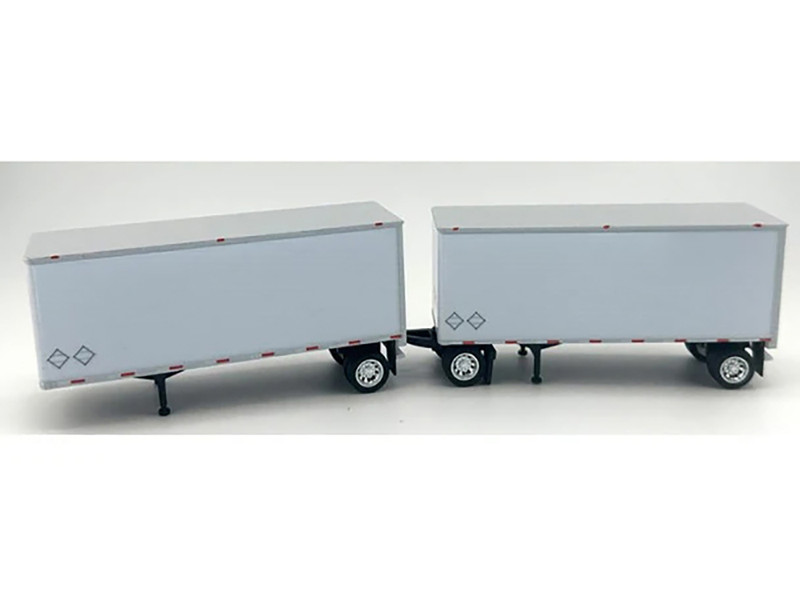 28 Dry Van Double Pup Trailers White Set of 2 pieces 1/87 (HO) Plastic Model Car HO Logistics HL-149