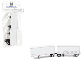 28 Dry Van Double Pup Trailers White Set of 2 pieces 1/87 (HO) Plastic Model Car HO Logistics HL-149