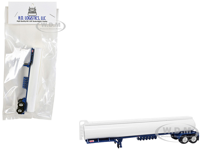 Tanker Trailer White and Blue 1/87 (HO) Plastic Model Car HO Logistics HL-306