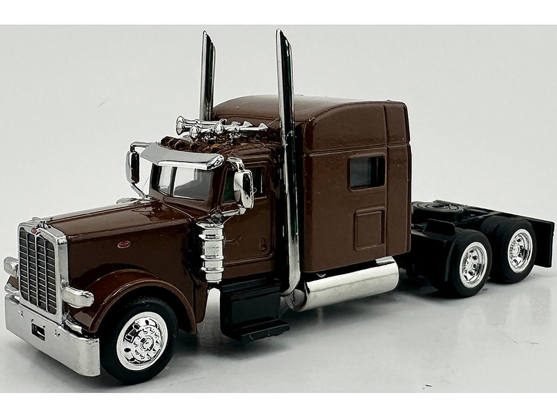 Peterbilt 389 Truck Tractor with Sleeper Cab Brown Metallic 1/87 (HO) Plastic Model Car HO Logistics HL-38902