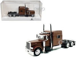 Peterbilt 389 Truck Tractor with Sleeper Cab Brown Metallic 1/87 (HO) Plastic Model Car HO Logistics HL-38902