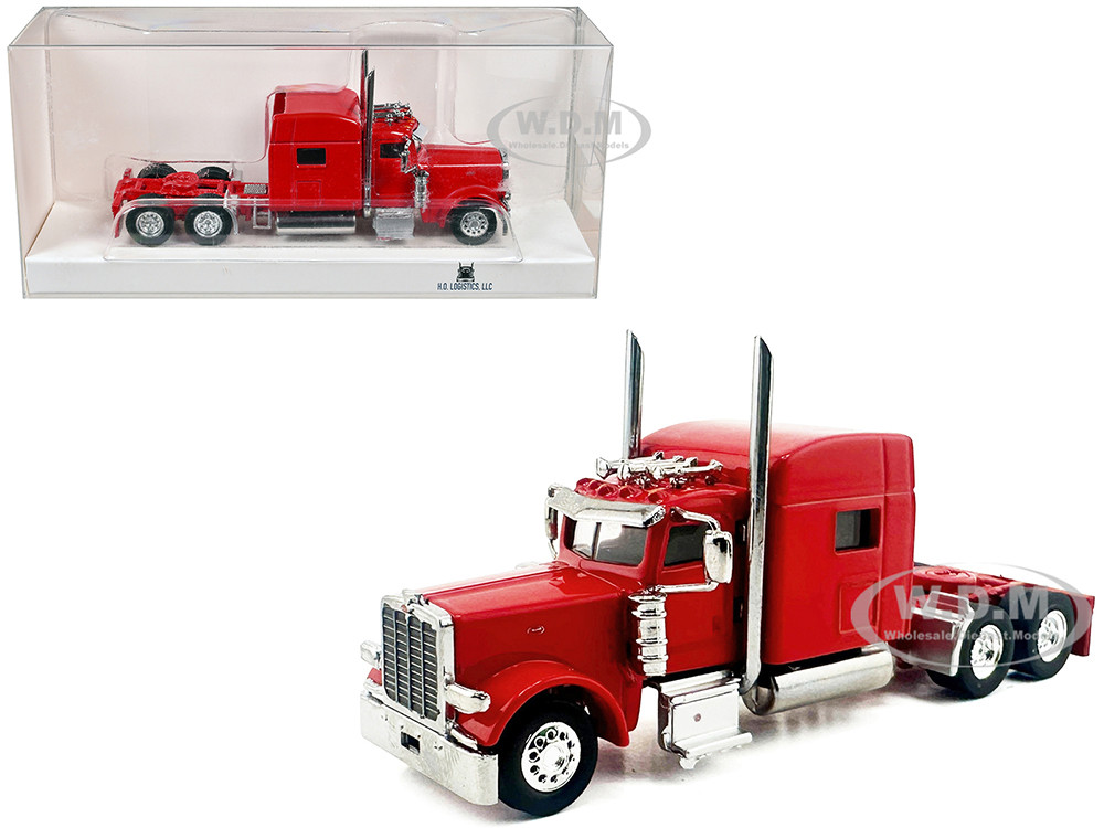 Peterbilt 389 Truck Tractor with Sleeper Cab Red 1/87 (HO) Plastic