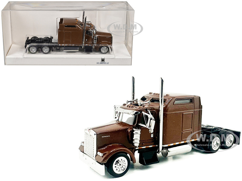 Kenworth W900L Truck Tractor with Sleeper Cab Brown Metallic 1/87 (HO) Plastic Model Car HO Logistics HL-90002