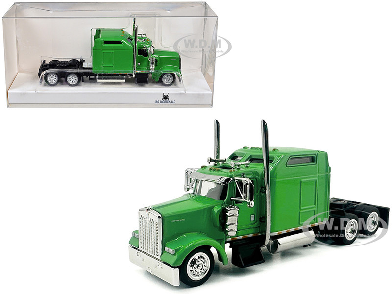 Kenworth W900L Truck Tractor with Sleeper Cab Lime Green 1/87 (HO) Plastic Model Car HO Logistics HL-90004