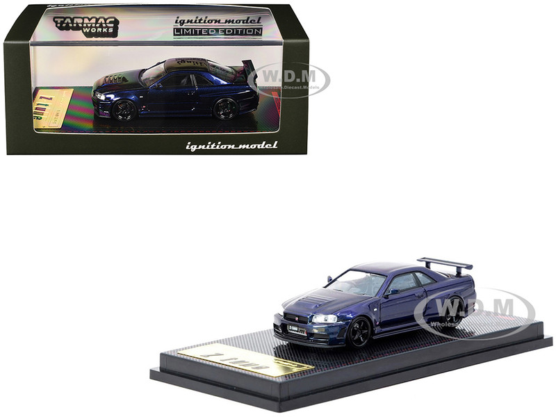 Nissan Skyline GT R BNR34 Z Tune Nismo RHD Right Hand Drive Midnight Purple III Metallic 1/64 Diecast Model Car Ignition Model IG3839