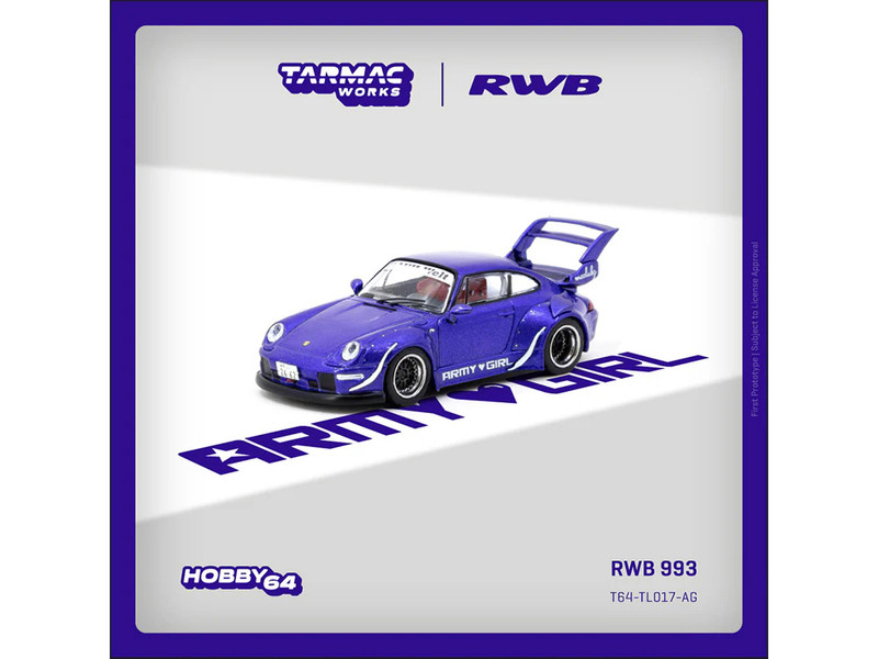 RWB 993 Army Girl Purple Metallic Hobby64 Series 1/64 Diecast Model Car Tarmac Works T64-TL017-AG