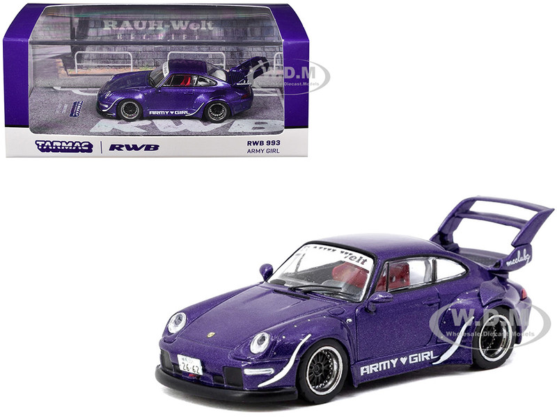 RWB 993 Army Girl Purple Metallic Hobby64 Series 1/64 Diecast Model Car Tarmac Works T64-TL017-AG