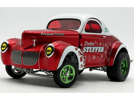 1940 Gasser Stockin Stuffer Red Chrome with White Top and Graphics Limited Edition to 126 pieces Worldwide 1/18 Diecast Model Car ACME A1800938