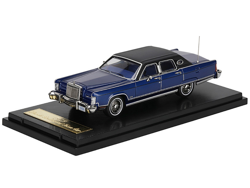 1979 Lincoln Continental Town Car Dark Blue with Black Top and Blue Interior 1/64 Diecast Model Car Sun Star SS-60002