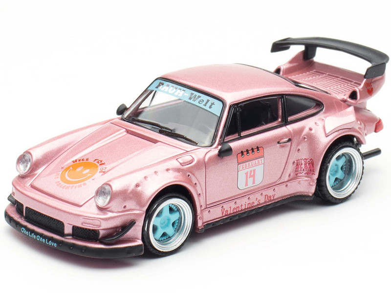 RWB 930 2026 Valentine s Day Special Edition Pink Metallic with Graphics 1/64 Diecast Model Car Model Model MM64-RWB930-VAL26
