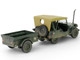 Willys MB Jeep with Trailer Olive Drab Weathered with Driver Figure United States Army Mini AFV Series 1/64 Diecast Model Forces of Valor FOV-805104