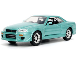 Brian s Nissan Skyline GT R BNR34 RHD Right Hand Drive Turquoise Metallic Fast & Furious Movie 1/32 Diecast Model Car Jada 32586
