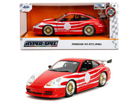 Porsche 911 GT3 996 Red with White Graphics Hyper Spec Series 1/24 Diecast Model Car Jada 35137