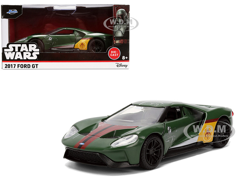 2017 Ford GT Boba Fett Livery Dark Green with Graphics Star Wars Franchise Hollywood Rides Series 1/32 Diecast Model Car Jada 36916